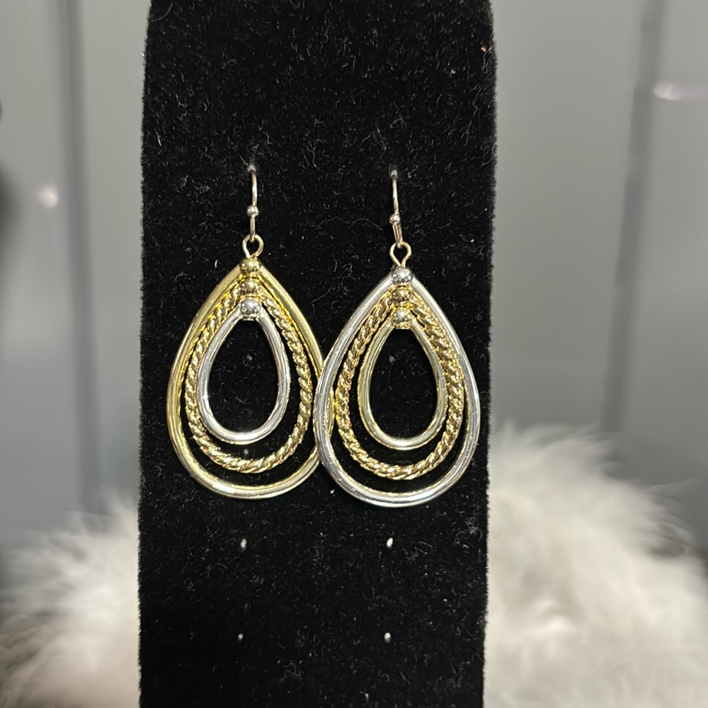 Gold and Silver Drop Earrings